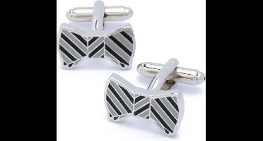 Manchetknopen - Strikje Bowtie Grijs met Zwart