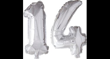Folieballon 14 jaar zilver 41cm