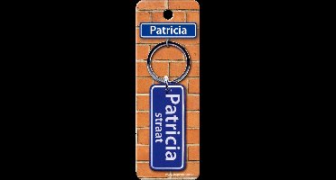 Paper Dreams Sleutelhanger Straatnaam Patricia 9 Cm Staal Blauw