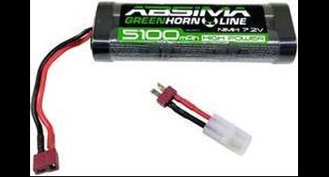 Absima NiMH accupack 7.2 V 5100 mAh Aantal cellen: 6 Hardcase T-bussen, Tamiya-bus