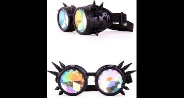 Steampunk goggles zwart met spikes