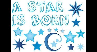 Raamsticker geboorte a star is born blauw jongens