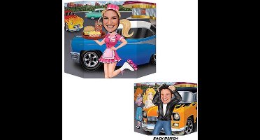 Fotoachtergrond 2-zijdig DRIVE IN/GREASE 95x64 cm