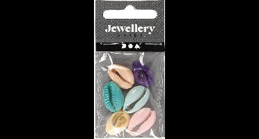 Schelpen, L: 20 mm, diverse kleuren, 6 stuk/ 1 doos