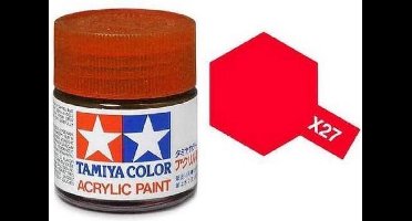 Tamiya Hobbyverf Acrylverf - X-27 Red Clear - Gloss - Acryl - 23ml Verf potje - 23 ml