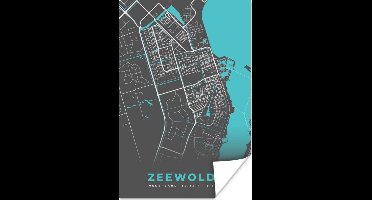 Poster Plattegrond - Zeewolde - Grijs - Blauw - 20x30 cm - Stadskaart