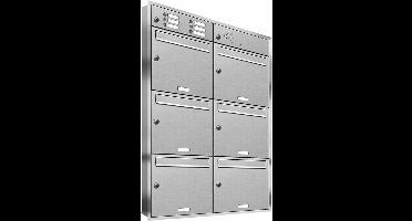 Zes adressen groot type 2_Brievenbus met intercompaneel inbouw_6_adressen__RVS