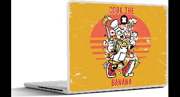 Laptop sticker - 10.1 inch - Vintage - Banaan - Schort - 25x18cm - Laptopstickers - Laptop skin - Cover