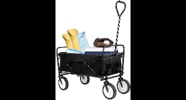 Bolderkar - Bolderwagen - Opvouwbare - Tuinkar - 262L - Tuinwagen - Tuintrolley - Wagon voor Winkelen, Strand, Park en Picknick, Outdoor Activiteiten en Kamperen - Draagvermogen 80kg - Zwart
