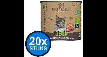 20x Biofood - Organic Rund Menu Blik - Kattenvoer Natvoer - 200g