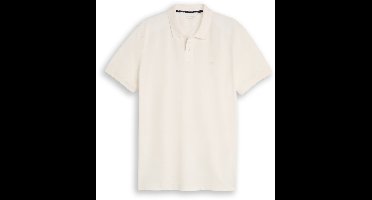 Tom Tailor - Piqué-poloshirt met geborduurd logo - Maat L - Gardenia White