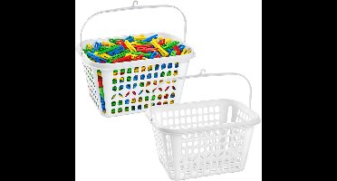 Plasticforte Knijpermandje - 2x - wit - 20 x 25 cm - kunststof - wasknijpertasje/knijperzak