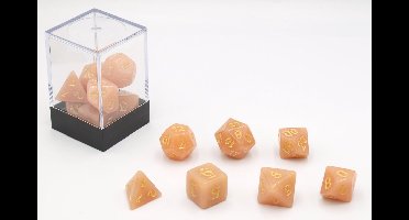 HOT Games dobbelstenen set pastel perzik 7 stuks kunststof oranje.