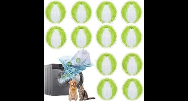 12-delige set – Huisdierhaarverwijderaar voor wasmachines – wasbol - Haarverwijderingsballen – Wasballen – Haarvangers – Herbruikbaar – Voor het verwijderen van huisdierhaar tijdens het wassen