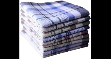 10x Herenzakdoeken - Vierkante geruite gestreepte zakdoeken - Klassieke vintage katoenen handdoek met zak voor bruiloften en feesten - 38x38cm