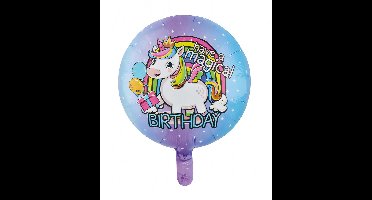 Folieballon 18″ rond –Unicorn Birthday’
