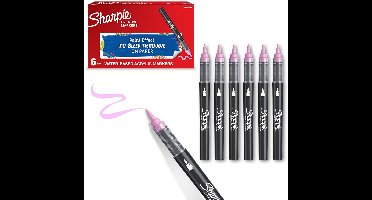 Sharpie Creative Marker Acrylverfmarkers | Brushtip | Verfmarkers op waterbasis | Inkt loopt niet door en geschikt voor de meeste oppervlakken | Roze | 6 stuks