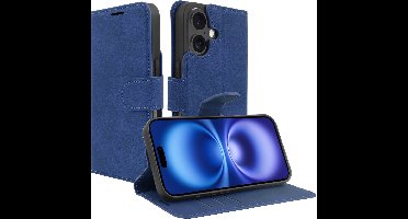 Just in Case hoesje geschikt voor iPhone 16 Hoesje met Pasjeshouder - Premium Bookcase - Blauw