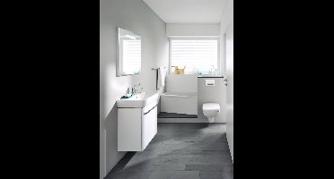 Geberit Renova Compact wastafel met kraangat met overloop 60x37x17 wit