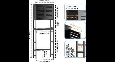 Badkamerkastje Boven Toilet – Badkamerrek – Toiletmeubel – Opbergkast – Douchekast – Bamboe & Mdf – Verstelbare Plank – Compact en Stijlvol