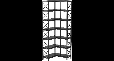 JAQZY Kast - Boekenkast - Hoekkast - 7 Lagen - 60 × 23 × 200 cm - Ruimtebesparend - Stevige Constructie - Industriëel Design