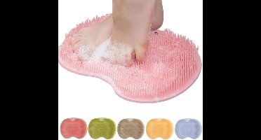 Douche Voet Scrubber & Rugreiniger – Silicone Massage Mat – Antislip Zuignappen – Diep Reinigend & Exfoliërend – 21x28cm – Roze