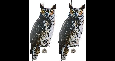 Esschert Design Vogelverschrikker Oehoe uil - 2x - 40 cm - zink - Tuindecoratie vogelverschrikkers