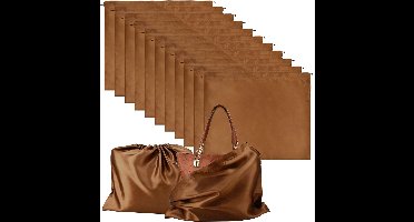 10 Stuks Stofzakken voor Handtassen en Portemonnees – Satijnen Opbergzak met Trekkoord voor Portemonnees, Handtassen en Schoenen (Bruin 60X50CM)