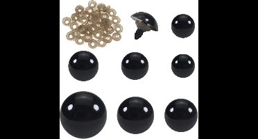50 Stuks Veiligheidsogen voor Amigurumi met Wasmachines 16 tot 30mm Zwarte Plastic Ogen voor Haakdieren en Poppen