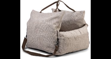 Beeztees Zia Hondenmand auto - Draagtas/Autostoel hond - Inc Veiligheidsriem - Wasbaar - Beige - 55x46x40 cm