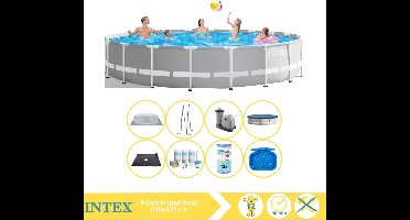 Intex Prism Frame Zwembad - Opzetzwembad - 610x122 cm - Inclusief Onderhoudspakket, Filter, Solar Mat en Voetenbad