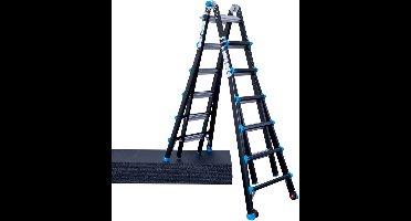Eurostairs professionele Vouwladder – Uitschuifbare Multiladder 4x6 sporten (24 treden) – 7,50 meter werkhoogte