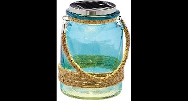 Solar windlicht in glas - Blauw
