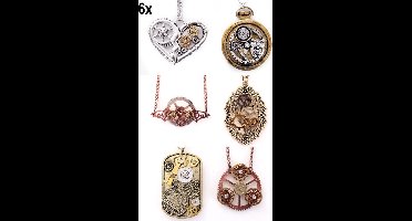 6x Ketting steampunk 6 assortie