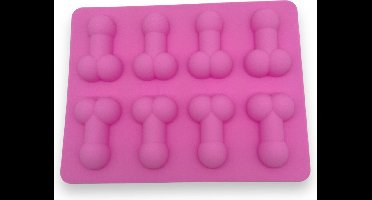 Kinky Pleasure Penis Vorm Ijs Klontjes Maker Roze Bakken en Vriezen 17x14cm