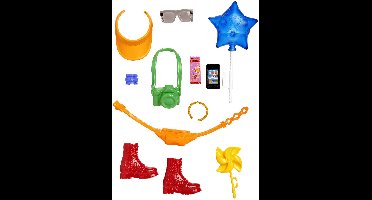 Barbie Accessoires Set met o.a. een Oranje Pet, Rode Laarzen, Zonnebril en nog veel meer
