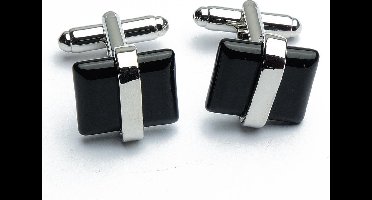 Manchetknopen - Zwarte Steen met Zilver