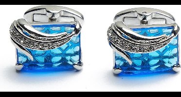 Manchetknopen - Blauwe Steen met Zilver