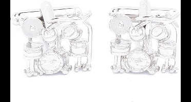 Manchetknopen - Drumstel Drummen Gedetaileerd Zilver