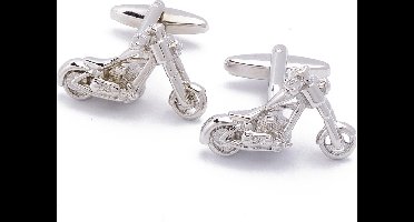 Manchetknopen - Motorfiets Chopper Zilver