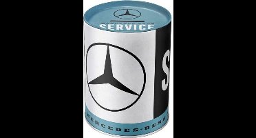 Nostalic Art Mercedes Benz spaarpot - zwart/wit/blauw - 14 x 11 cm - spaarpotten - heren - vaderdag cadeau - metaal
