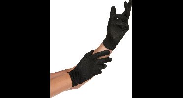 Vegaoo - Korte zwarte fluweelachtige handschoenen voor volwassenen