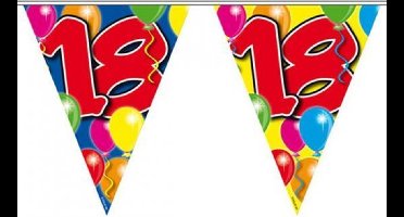 2x Leeftijd versiering vlaggenlijnen / vlaggetjes / slingers 18 jaar geworden thema 10 meter