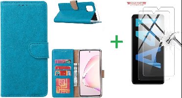 Hoesje Geschikt Voor Samsung Galaxy A41 Boek hoesje + 2X Screenprotector Blauw