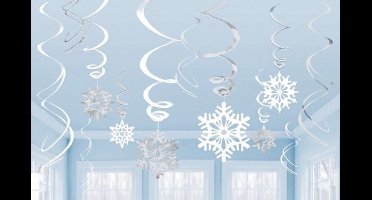Amscan - Hangdecoratie Snowflake silver (12 stuks)