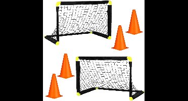 Sportx Voetbal set - 2x goals met 4x oranje pionnen - 22 cm