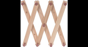 Excellent Houseware Kinderkamer kapstok verstelbaar - 9 bruine haakjes - hout - 60 x 12 cm