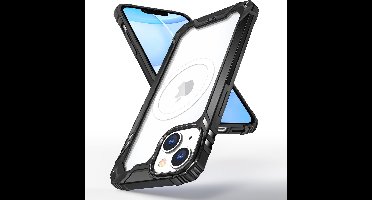 Hoesje Geschikt voor iPhone 14 Magsafe hoes Ring Shockproof bumper case – Zwart