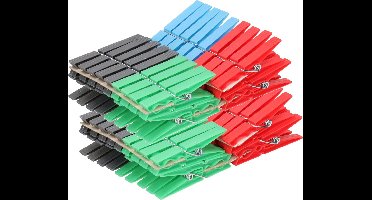 144x Gekleurde wasknijpers - Plastic wasgoedknijpers - Knijpers/wasspelden voor wasgoed 144 stuks