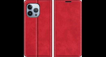 Just in Case hoesje geschikt voor iPhone 14 Pro - Hoesje met Pasjeshouder - Luxe Book Case - Rood